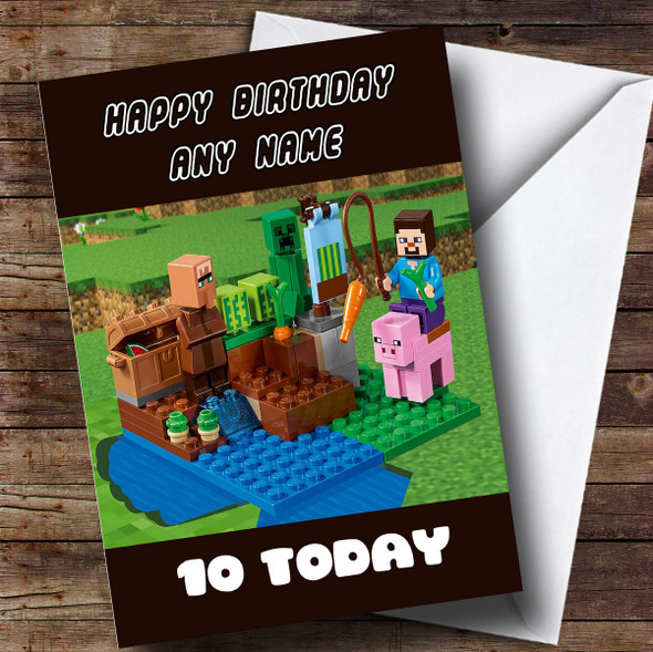 Personalized Lego Minecraft Children's Birthday Card