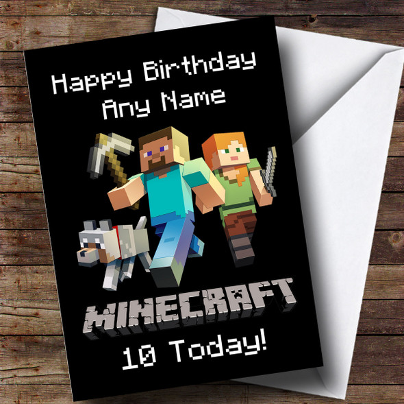 Personalized Minecraft Logo Children's Birthday Card