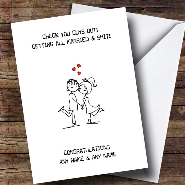 Personalized Funny Check You Guys Out Engagement Card