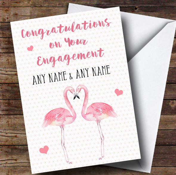 Personalized Flamingo Engagement Card