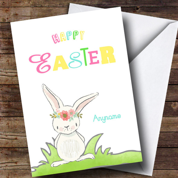 Personalized Colour Rabbit Easter Card