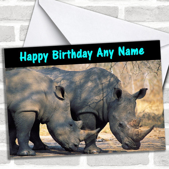 Rhinoceros Rhino Personalized Birthday Card