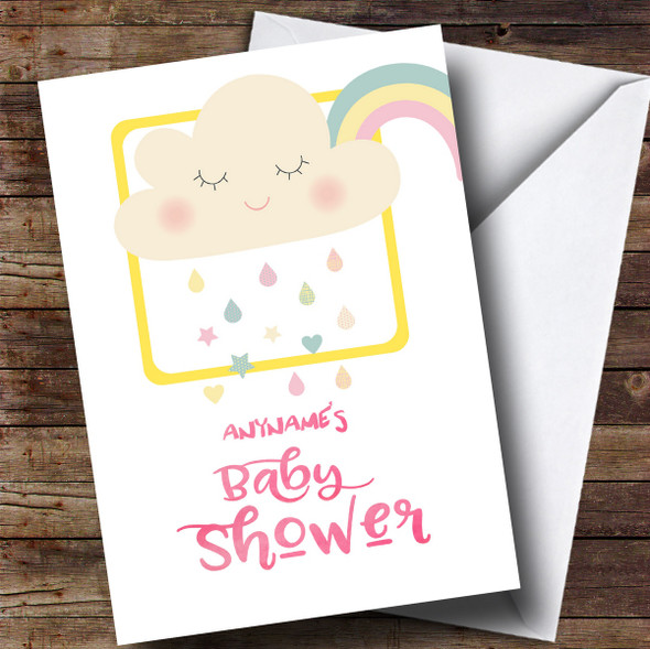 Personalized Rain Cloud Baby Shower Card