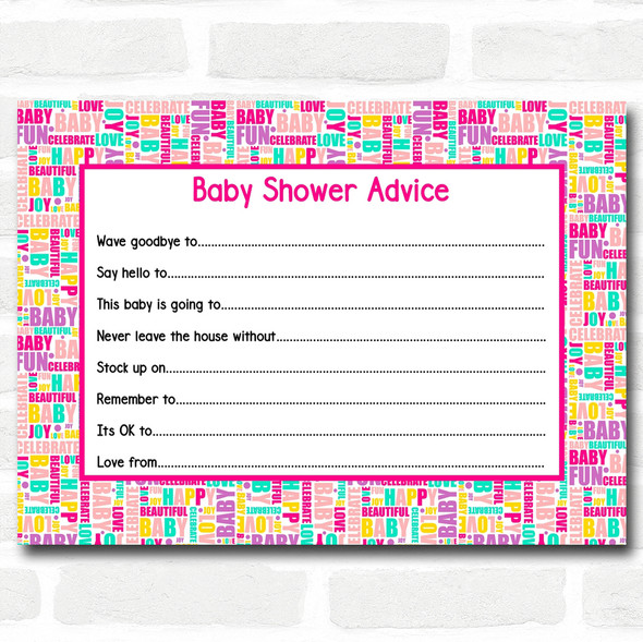 Fun Words Baby Shower Games Advice To Parents Cards