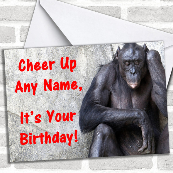 Miserable Monkey Personalized Birthday Card