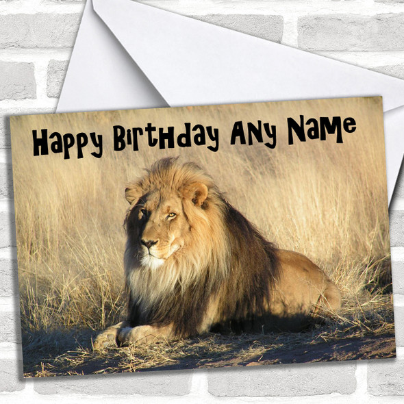 Male Lion Personalized Birthday Card