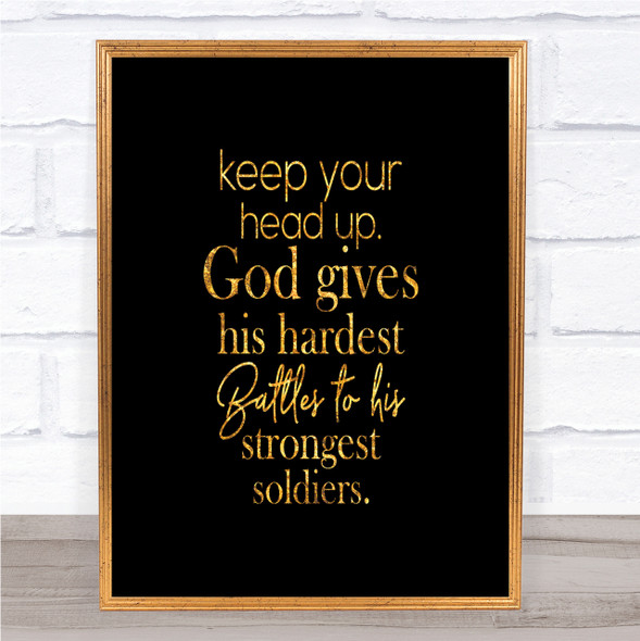 Head Up Quote Print Black & Gold Wall Art Picture