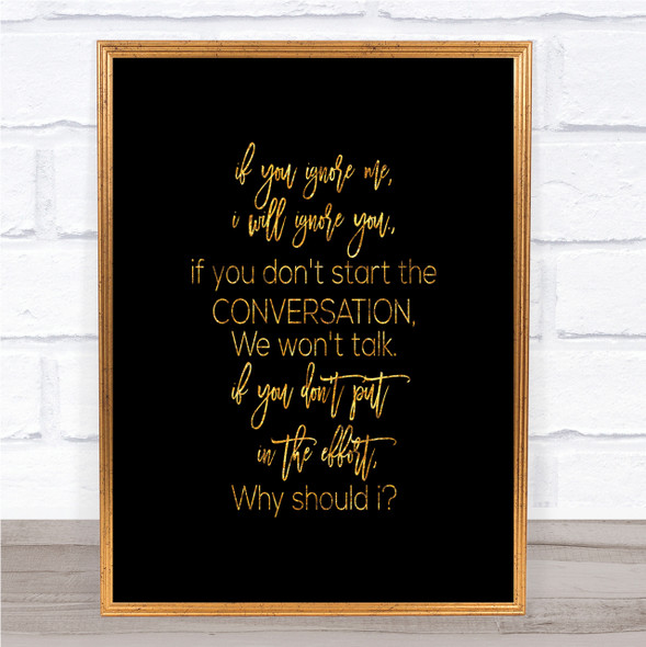 If You Wake Up Quote Print Black & Gold Wall Art Picture