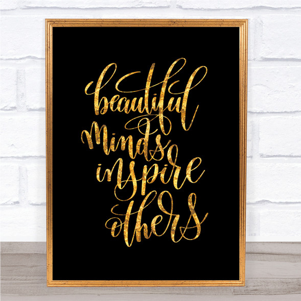 Inspire Others Quote Print Black & Gold Wall Art Picture