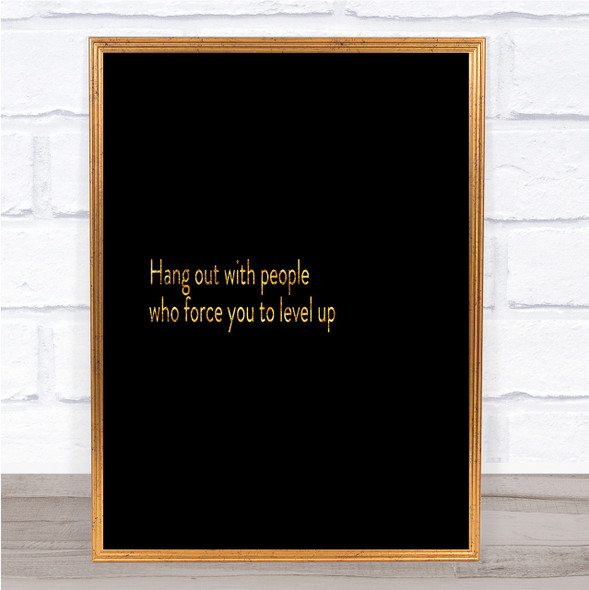 Level Up Quote Print Black & Gold Wall Art Picture