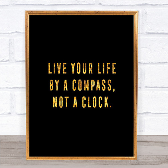 Live Your Life Quote Print Black & Gold Wall Art Picture