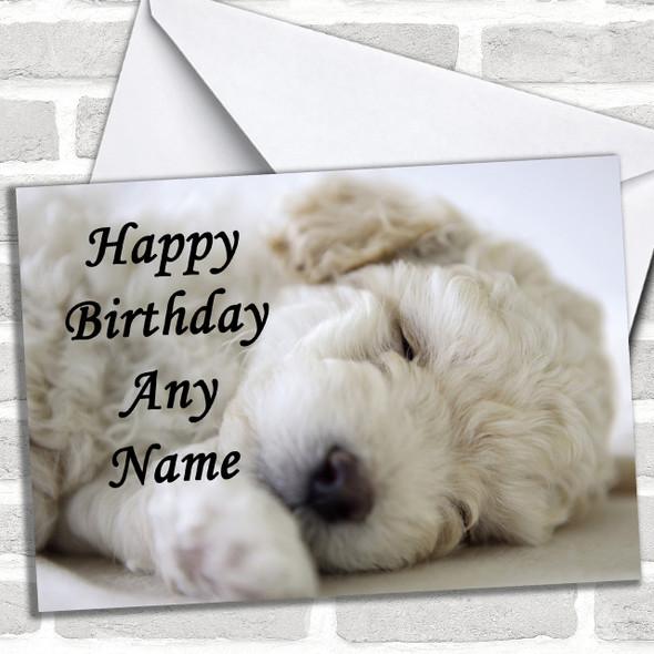 Gorgeous Bichon Frise Puppy Dog Asleep Personalized Birthday Card