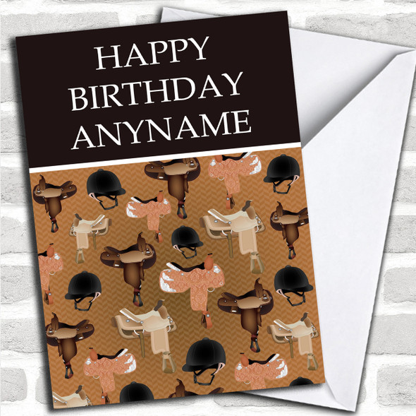Western Horse Saddles & Hats Personalized Birthday Card