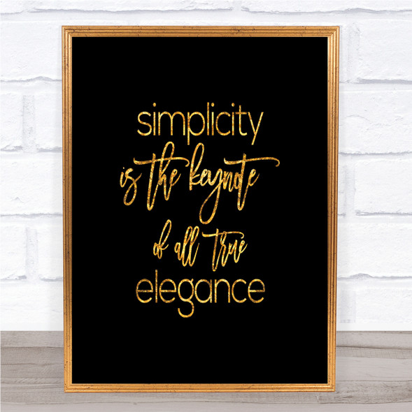 Elegance Quote Print Black & Gold Wall Art Picture