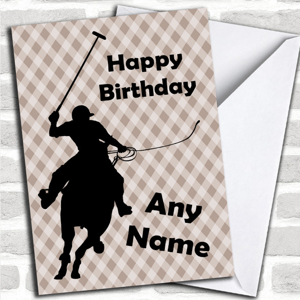 Polo Player Horse Silhouette Personalized Birthday Card