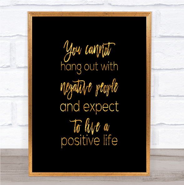 Hang Out Quote Print Black & Gold Wall Art Picture