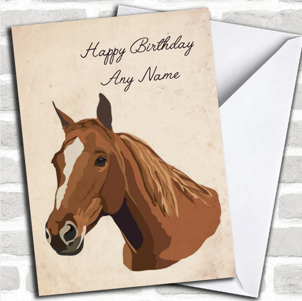 Lovely Horse Head Personalized Birthday Card