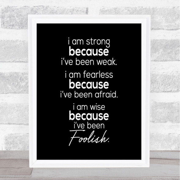 I Am Strong Quote Print Black & White