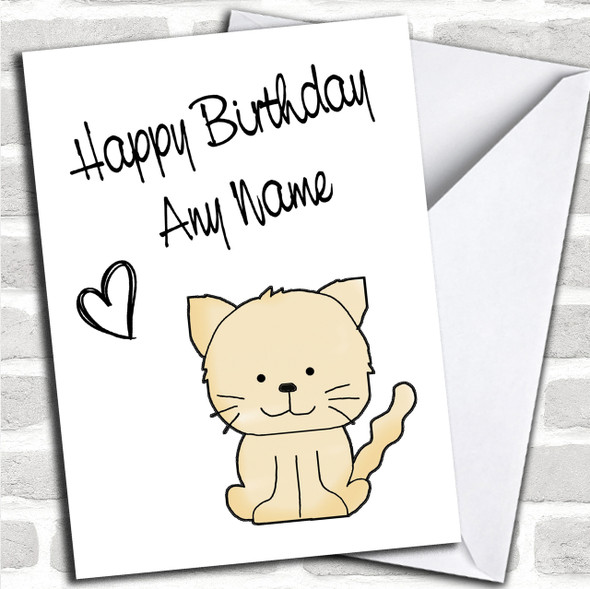 Cute Cream Stick Cat Personalized Birthday Card