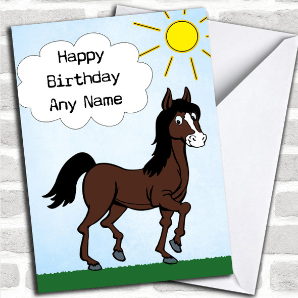 Brown Horse White Blaze Personalized Birthday Card