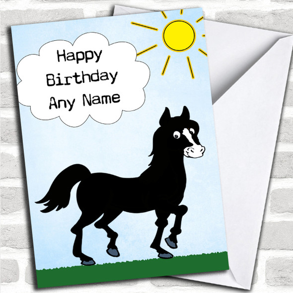 Black Horse White Blaze Personalized Birthday Card