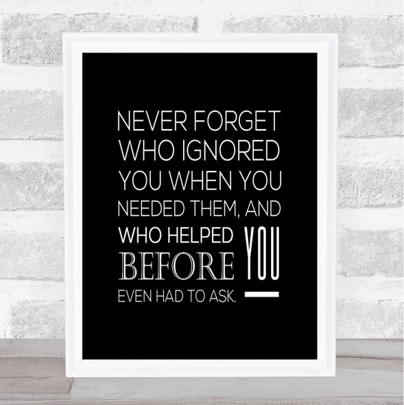 Never Forget Quote Print Black & White