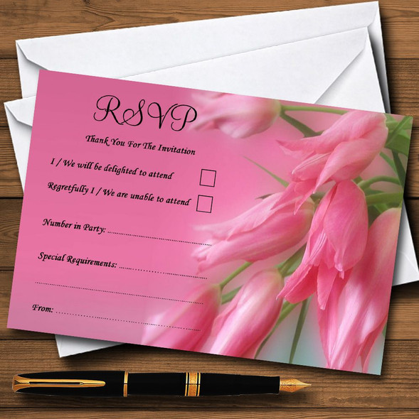Warm Pink Flowers Personalized RSVP Cards