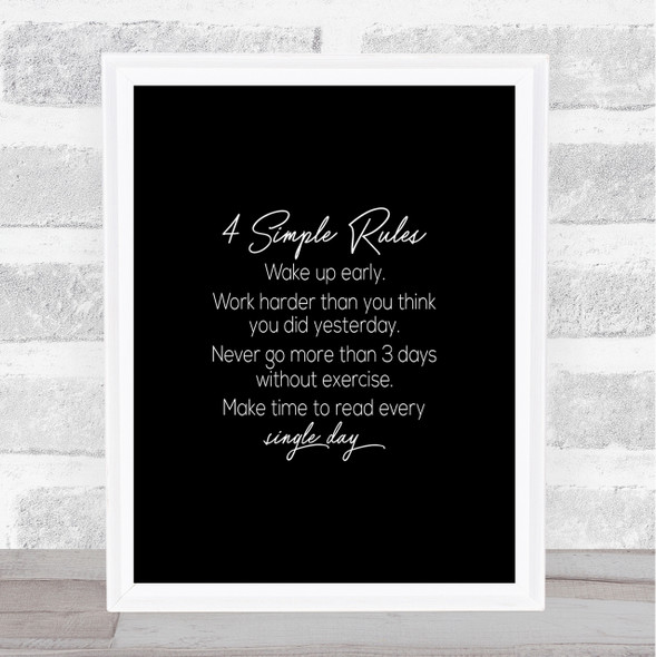 4 Simple Rules Quote Print Black & White