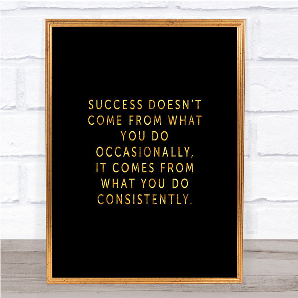 Success Quote Print Black & Gold Wall Art Picture