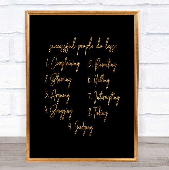 Successful People Quote Print Black & Gold Wall Art Picture