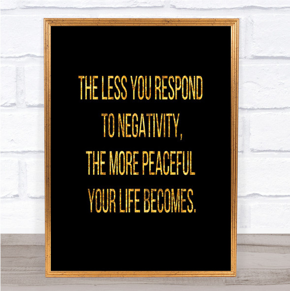 The Less You Respond To Negativity Quote Print Poster Word Art Picture