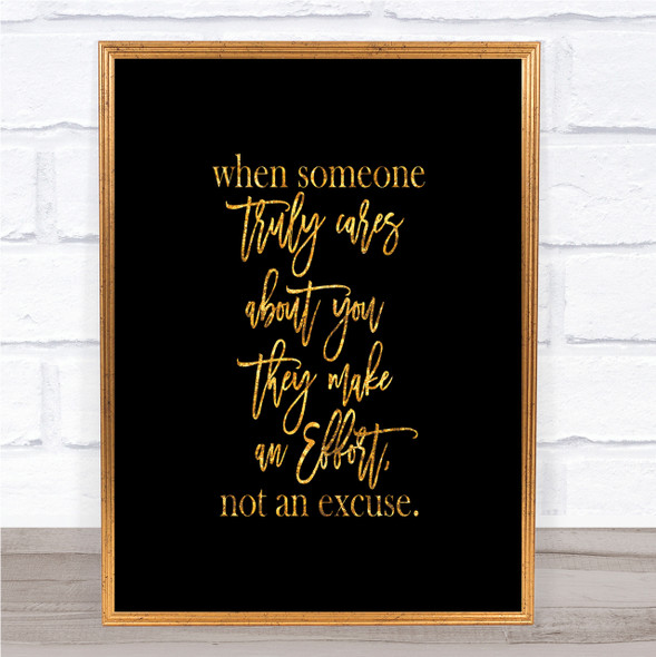 Truly Cares Quote Print Black & Gold Wall Art Picture