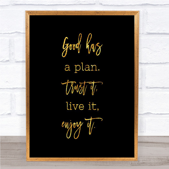 Trust It Quote Print Black & Gold Wall Art Picture