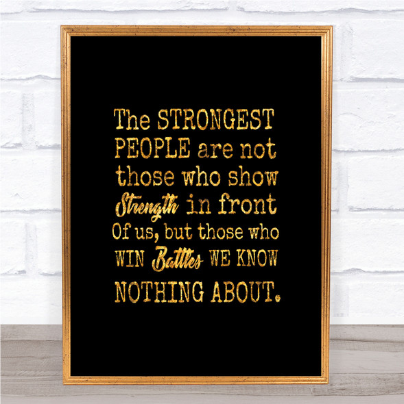 Win Battles Quote Print Black & Gold Wall Art Picture