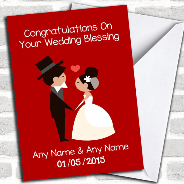 Deep Red Doodle Personalized Wedding Blessing Card