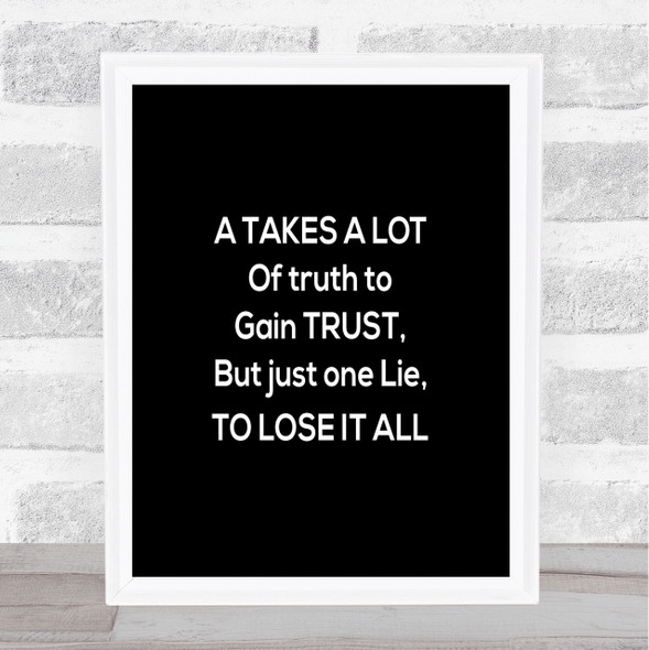 Gain Trust Quote Print Black & White