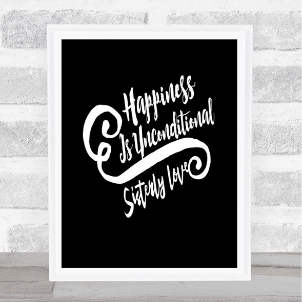 Happiness Is Quote Print Black & White