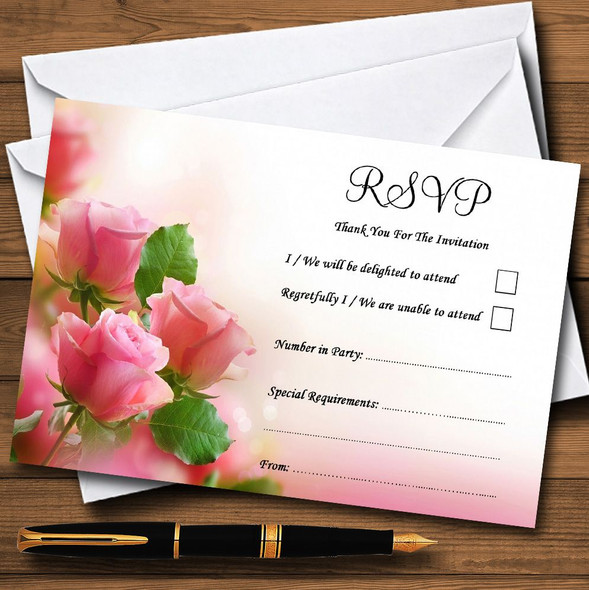 Beautiful Soft Pink Pastel Roses Personalized RSVP Cards