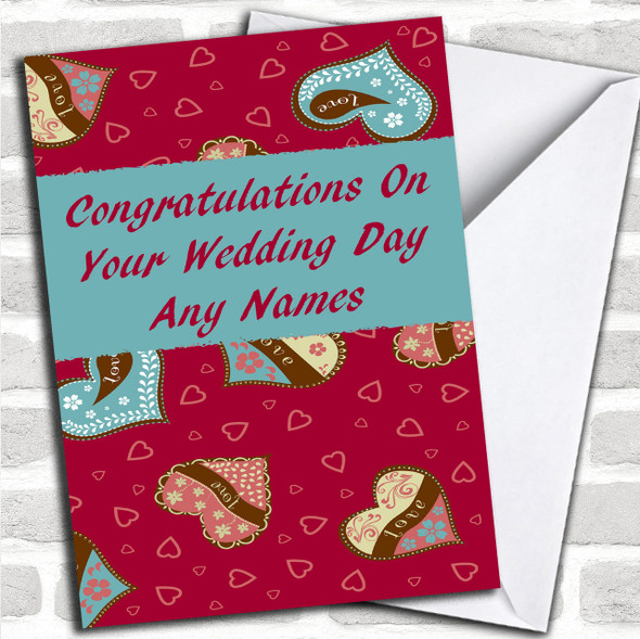 Lovely Love Hearts Romantic Personalized Wedding Day Card