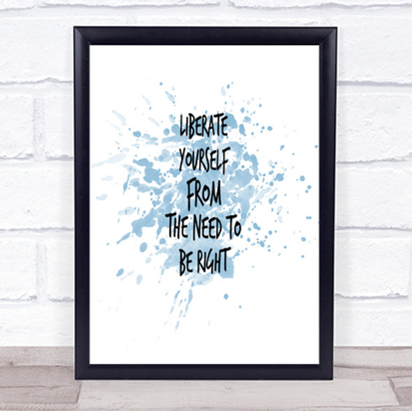 Liberate Yourself Inspirational Quote Print Blue Watercolour Poster