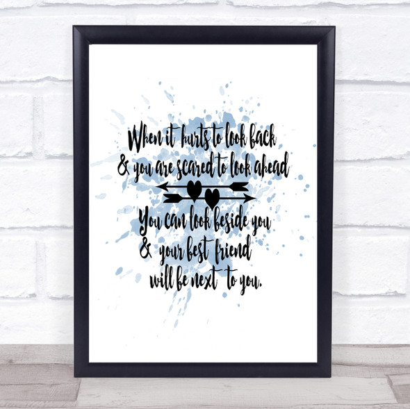 Looking Ahead Inspirational Quote Print Blue Watercolour Poster