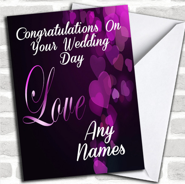 Gorgeous Purple Love Romantic Personalized Wedding Day Card