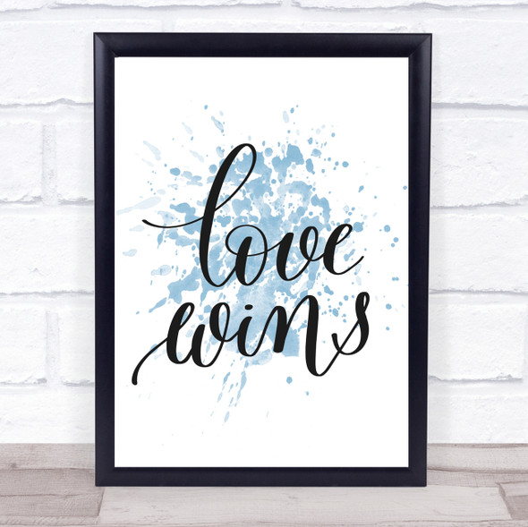 Love Wins Swirl Inspirational Quote Print Blue Watercolour Poster