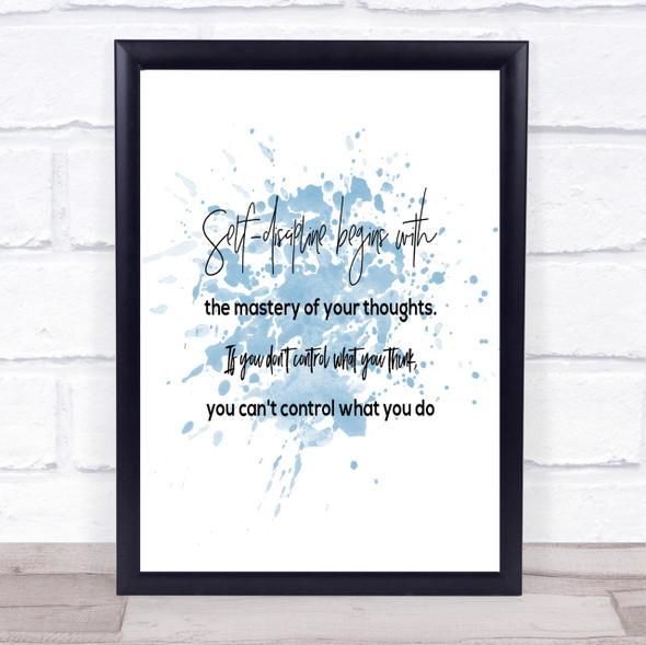 Mastery Of Your Thoughts Inspirational Quote Print Blue Watercolour Poster