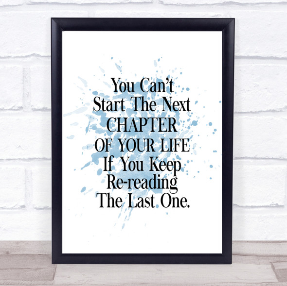 Next Chapter Inspirational Quote Print Blue Watercolour Poster