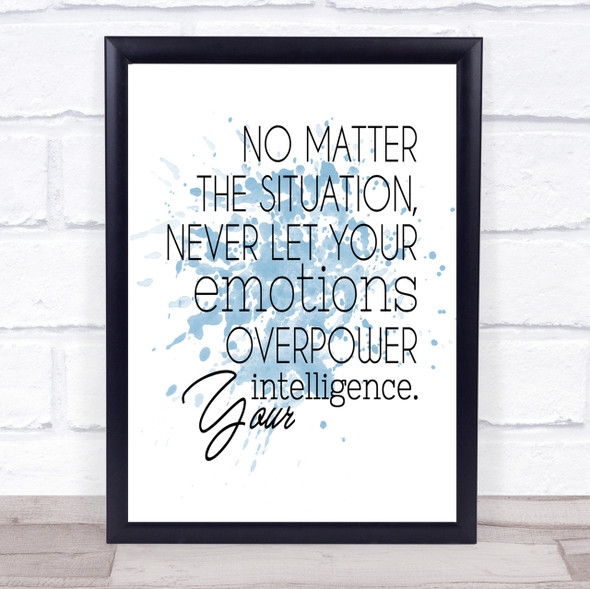 No Matter The Situation Inspirational Quote Print Blue Watercolour Poster