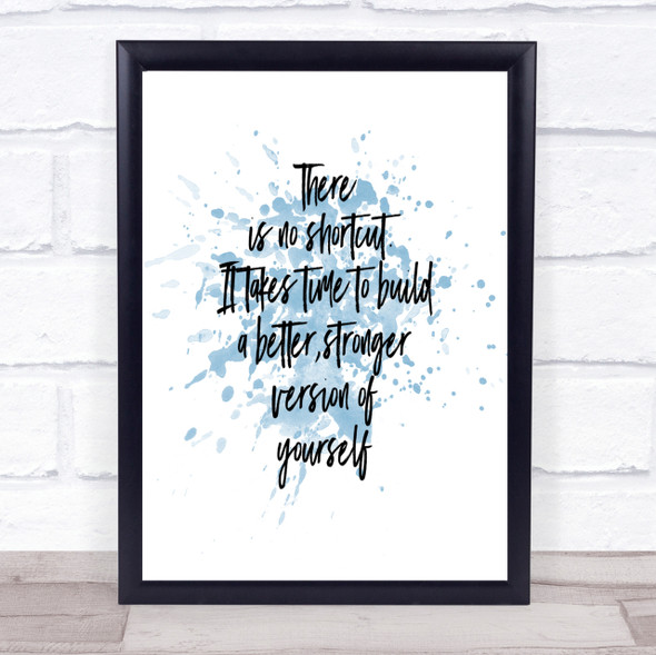 No Shortcut Inspirational Quote Print Blue Watercolour Poster