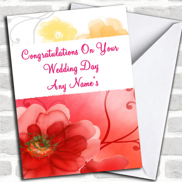 Lovely Flowers Personalized Wedding Day Card