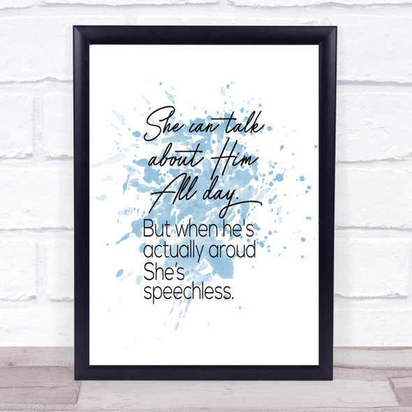 She Can Talk Inspirational Quote Print Blue Watercolour Poster