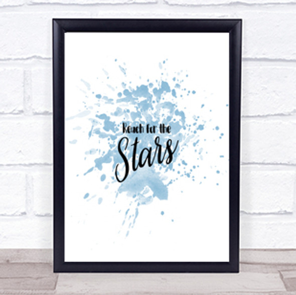 Stars Inspirational Quote Print Blue Watercolour Poster